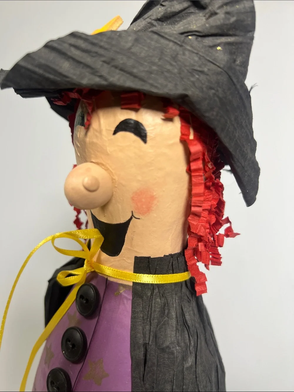 Vintage Halloween Witch papier-mâché Rattle Handmade